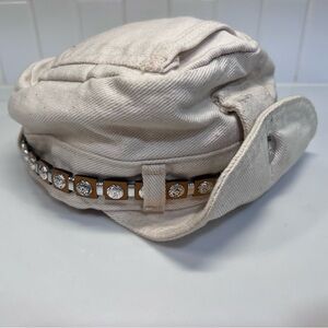 White Denim Robo Cap Biker Hat Small Adjustable W Myrtle Bike Week Pin 2006